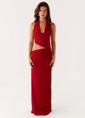 Main Act Halter Maxi Dress - Raspberry
