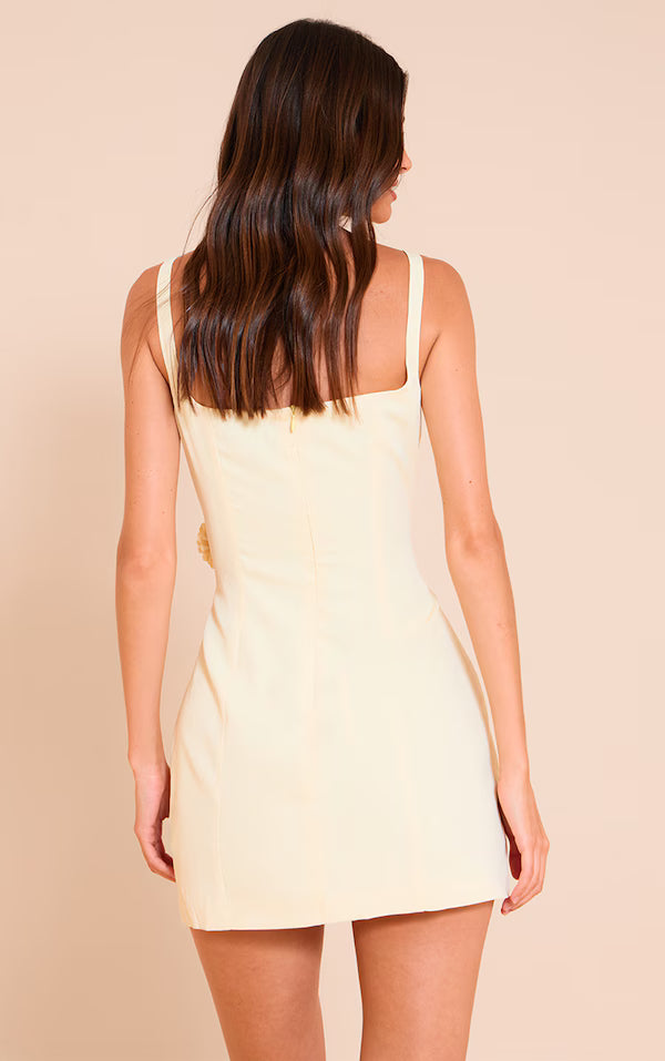 Lemon Floral Detail Shift Dress