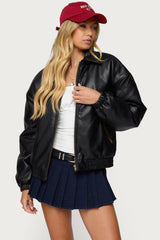 Halley Faux Leather Bomber Jacket
