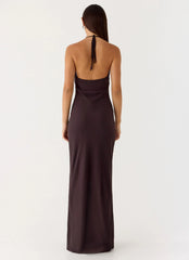 Indya Halter Maxi Dress - Chocolate