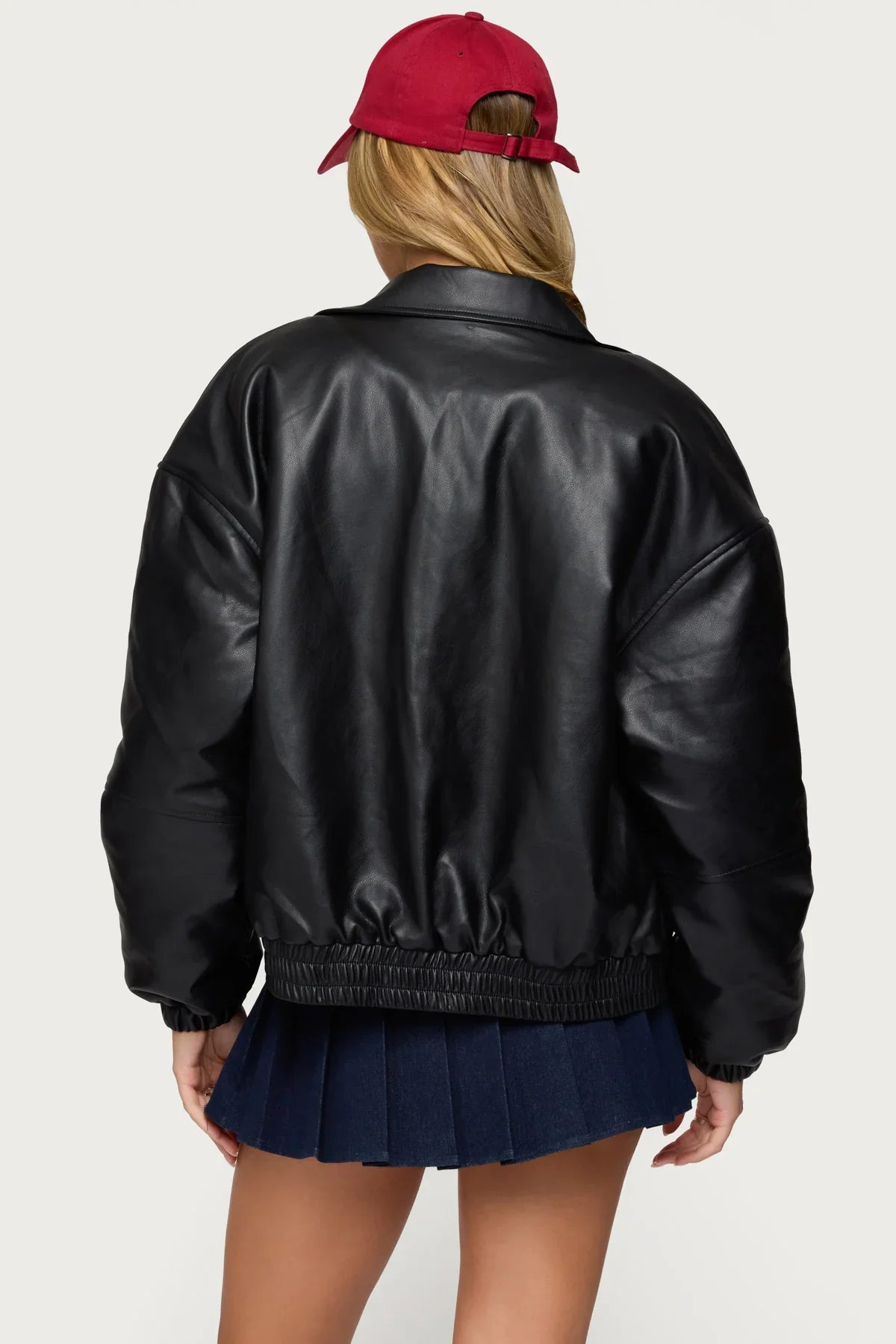 Halley Faux Leather Bomber Jacket